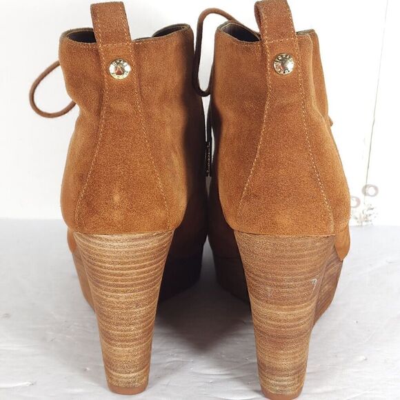 MICHAEL KORS Piece US 7,5M Brown Suede Lace Up Wedge Booties Ankle Boots - Picture 12 of 15